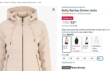 Betty Barclay gewatteerde jas in maat 42 en 46 vanaf 53,33€