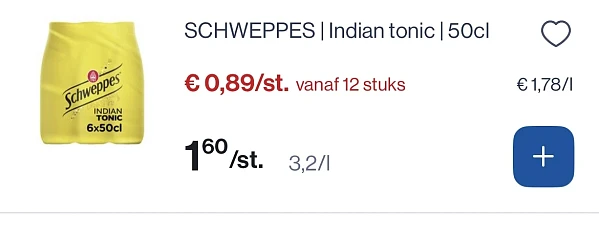 Schweppes indian tonic 50 cl -50%