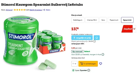 Alleen vandaag tot 45% korting op Stimorol bij Bol