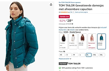 Tom Tailor dames winterjas maat XL voor 28.60€