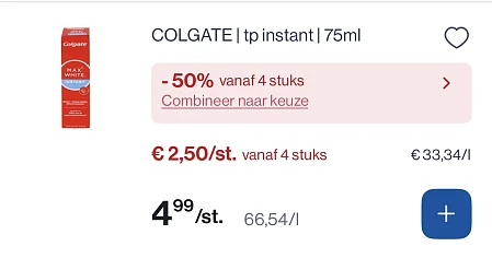 Colgate tandpasta -50% bovenop goedkopere prijs