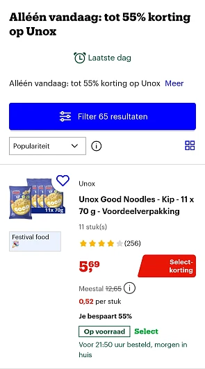 Unox Good Noodles - Kip - 11 x 70 g - Voordeelverpakking -55% op bol.com