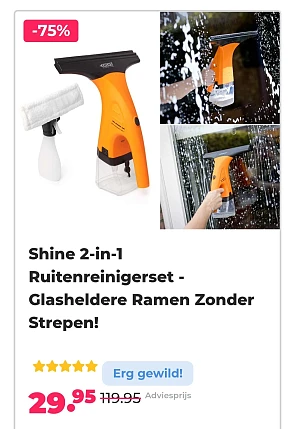 Shine 2-in-1 Ruitenreinigerset -75% op voordeelvanger.nl