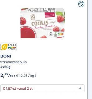 Boni frambozencoulis 4x50g -25%