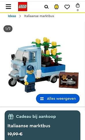 Lego insiders voordeel cadeau twv €19,99