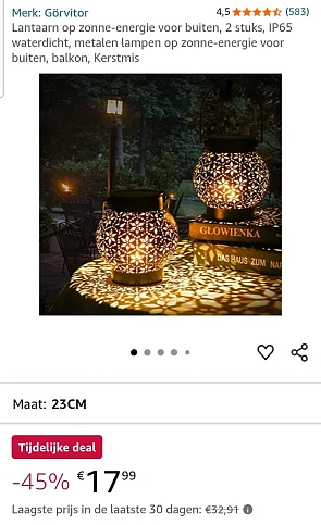Görvitor Lantaarn op zonne-energie voor buiten, 2 stuks