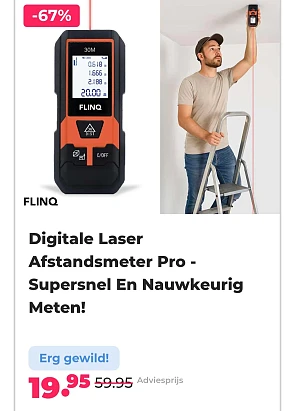 Digitale Laser Afstandsmeter Pro -67% bij voordeelvanger.nl