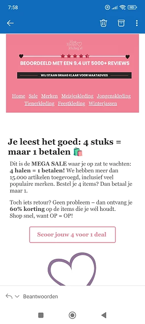 4 halen 1 betalen bij merkmeisjeskleding