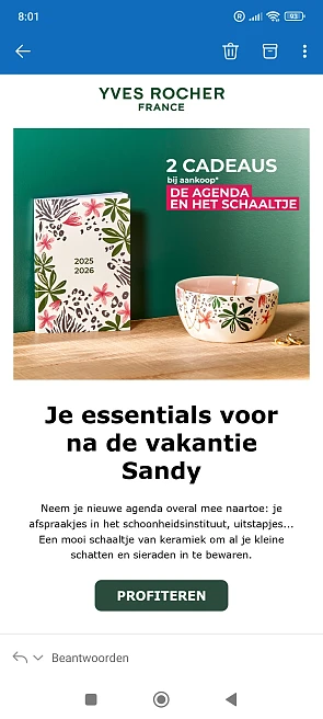 Gratis agenda schaaltje bij Yves Rocher