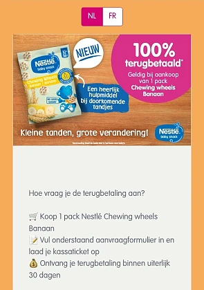 GRATIS Nestlé Chewing wheels Banaan dmv cashback