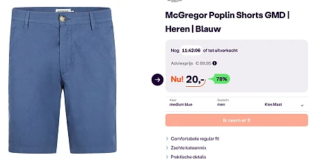 Mc Gregor short voor mannen aan 20 euro