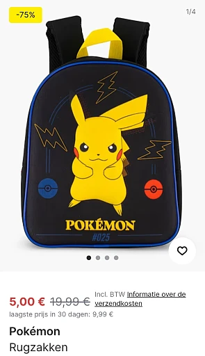 Pokémon rugzak -75% bij vanharen.be