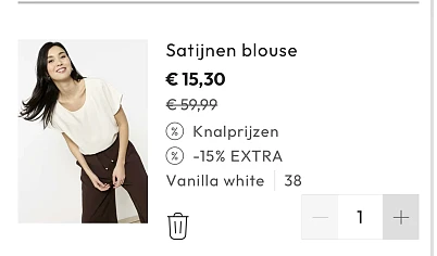 Satijnen blouse vanille white -70% met -15% erbovenop bij Lolaliza.be