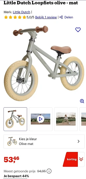 Little Dutch Loopfiets kleur olive -44%