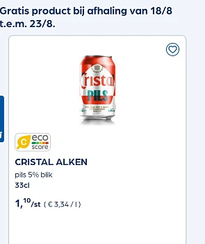 -100% CRISTAL ALKEN pils 5% blik 33cl