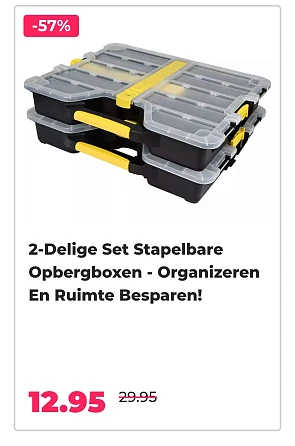 2-delige set stapelbare opbergboxen -57% op voordeelvanger.nl