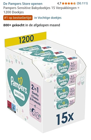 Pampers billendoekjes -62% bij Amazon NL