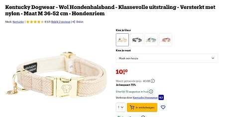 Leuke halsband voor honden in verschillende kleuren en maten van Kentucky
