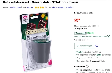 dobbelsteenset om Yahtzee te spelen