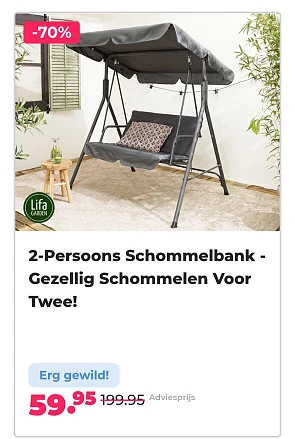 2-Persoons Schommelbank -70% op voordeelvanger.nl