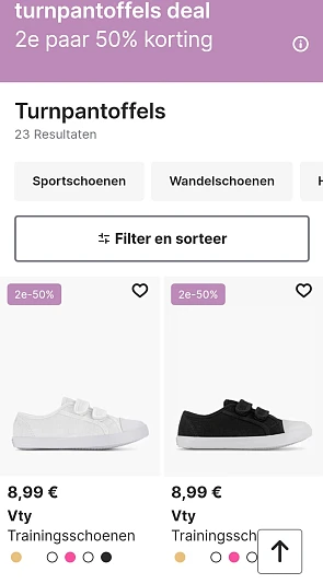 turnpantoffels deal 2e paar 50% korting op vanharen.be