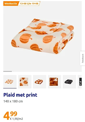 Plaid in herfstthema 🍂 €4,99 i.p.v. €6,95 bij Action