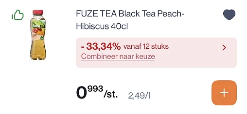 Verschillende Fuze tea goedkoper met 33,34% extra