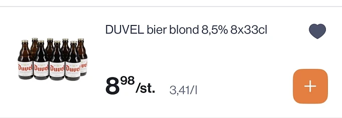 Duvel blond bier 8x33 cl 8,5% goedkoper