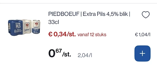 Piedboeuf extra pils 4,5% blik 33 cl -50%