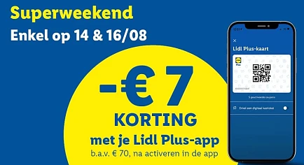 Lidl plus app extra korting op 14 en 16/8
