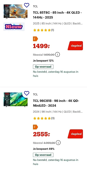 Bol Dagdeal: korting op televisies van o.a. Samsung, Sony & Hisense