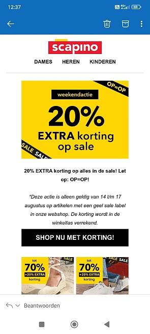 Scapino: 20% EXTRA korting op alles in de sale