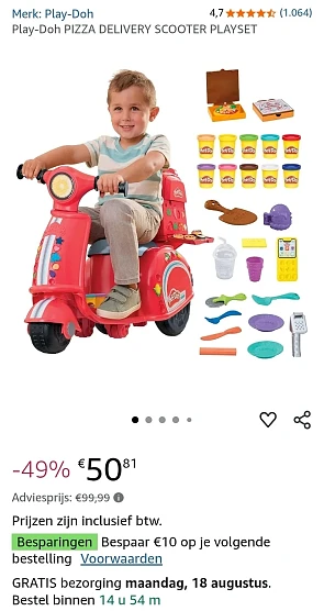 Play-Doh Pizza Delivery Scooter -49%