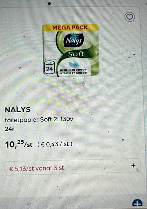 Nalys toiletpapier soft en exellence -50%