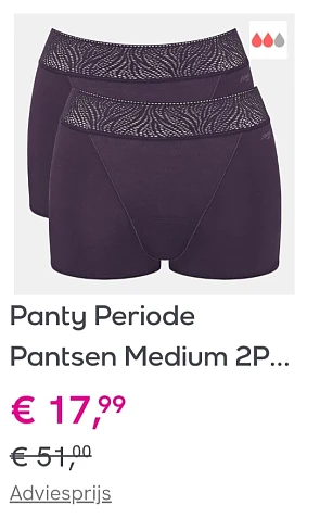 Sloggi panty periode pantsen medium 2p (x2) in promo op veepee.be