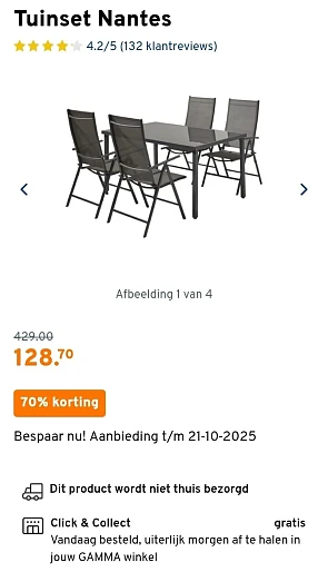 Tuinset Nantes -70% bij GAMMA