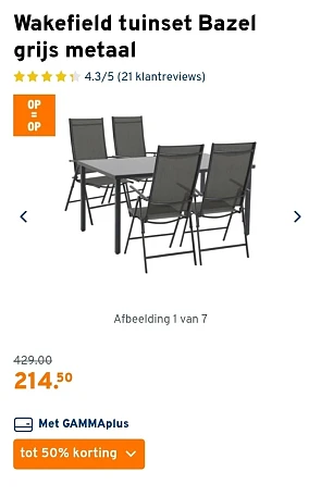 Wakefield tuinset Bazel grijs metaal -50%