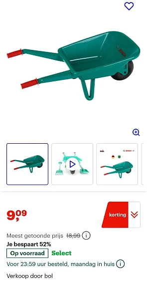 Speelgoed bosch kruiwagen -52% bij Bol