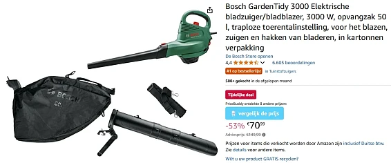 Bosch UniversalGardenTidy 3000 bladruimer -53%