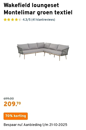 Wakefield loungeset Helsinki/Montelimar -70%