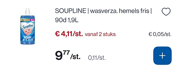 Soupline wasverzachters tot -58% bij collect en go