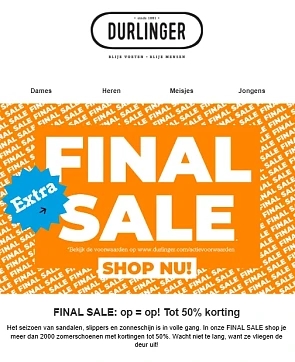 Durlinger: final sale tot -50%