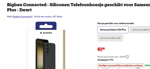 Bigben Connected Telefoonhoesje geschikt voor Samsung Galaxy S24 Plus - Zwart