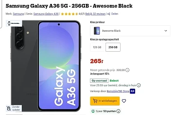 Samsung Galaxy A36 5G - 256GB - Awesome Black