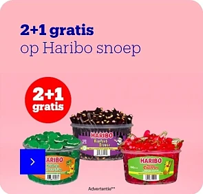 2+1 gratis op Haribo Snoep bij bol