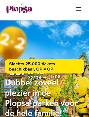 After summer deals op Plopsa-tickets 1 +1 of 2 + 2