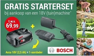 Bosch gereedschap: gratis starterset t.w.v. €69,99 bij Hubo