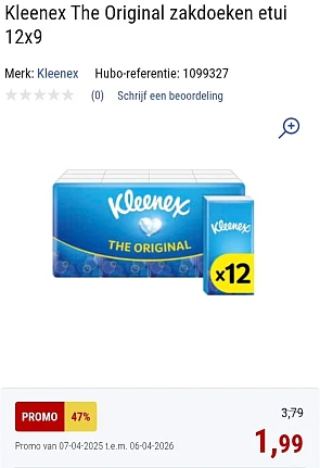Verschillende Kleenex tot -51% bij Hubo
