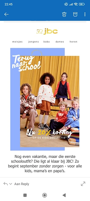 Jbc: 20% korting op de kids collectie