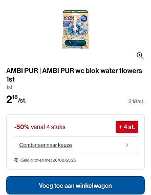 Ambi pur wc blok water flowers 💦 goedkoper -50% korting bovenop bij Collect en go
